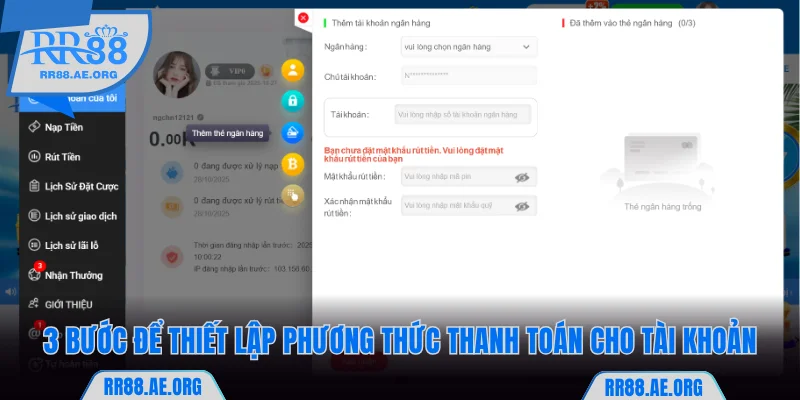 Đăng Ký RR88 - Nhận Thưởng Liền Tay Với Vài Bước Đơn Giản 7 3 bước để thiết lập phương thức thanh toán cho tài khoản RR88