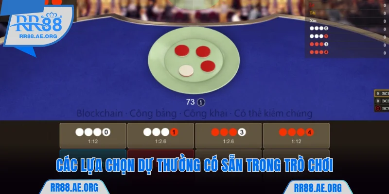 Cách Chơi Xóc Đĩa RR88 Chuẩn Xác Nhất Cho Người Mới Bắt Đầu 7 Các lựa chọn dự thưởng có sẵn trong trò chơi xóc đĩa RR88