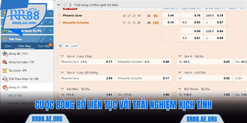 Khám Phá Thể Thao RR88 Thiên Đường Cược Nhiều Cảm Xúc 8 Cược bóng rổ liên tục với trải nghiệm kịch tính tại RR88