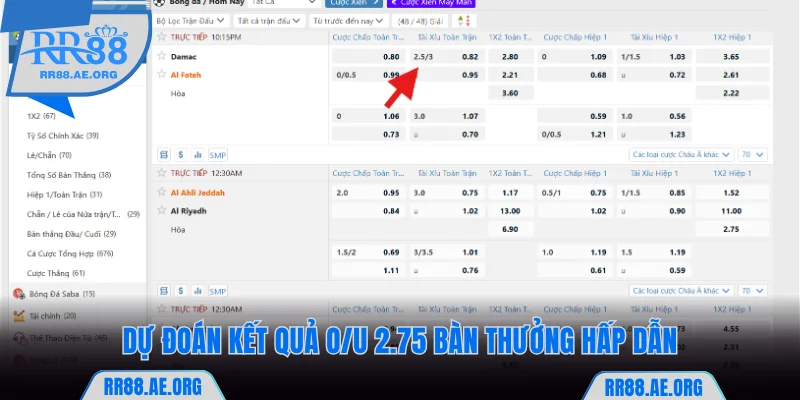 Kèo Tài Xỉu Rr88 Và Bí Quyết Chốt Thắng Lớn Mỗi Ngày 8 Dự đoán kết quả O/U 2.75 bàn thưởng hấp dẫn