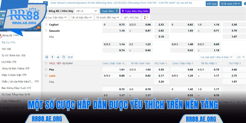 Khám Phá Thể Thao RR88 Thiên Đường Cược Nhiều Cảm Xúc 10 Một số cược hấp dẫn được yêu thích trên RR88